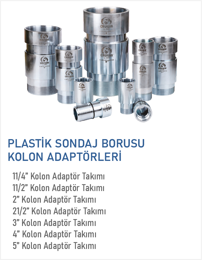 Plastik Sondaj Borusu Kolon Adaptörleri