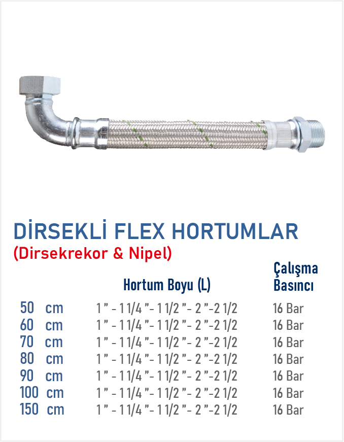 Dirsekli Flex Hortumlar (Dirsekrekor & Nipel)